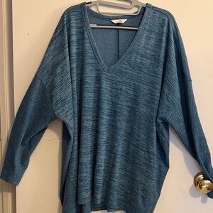 Terra & Sky Blue V-Neck Sweater for Women